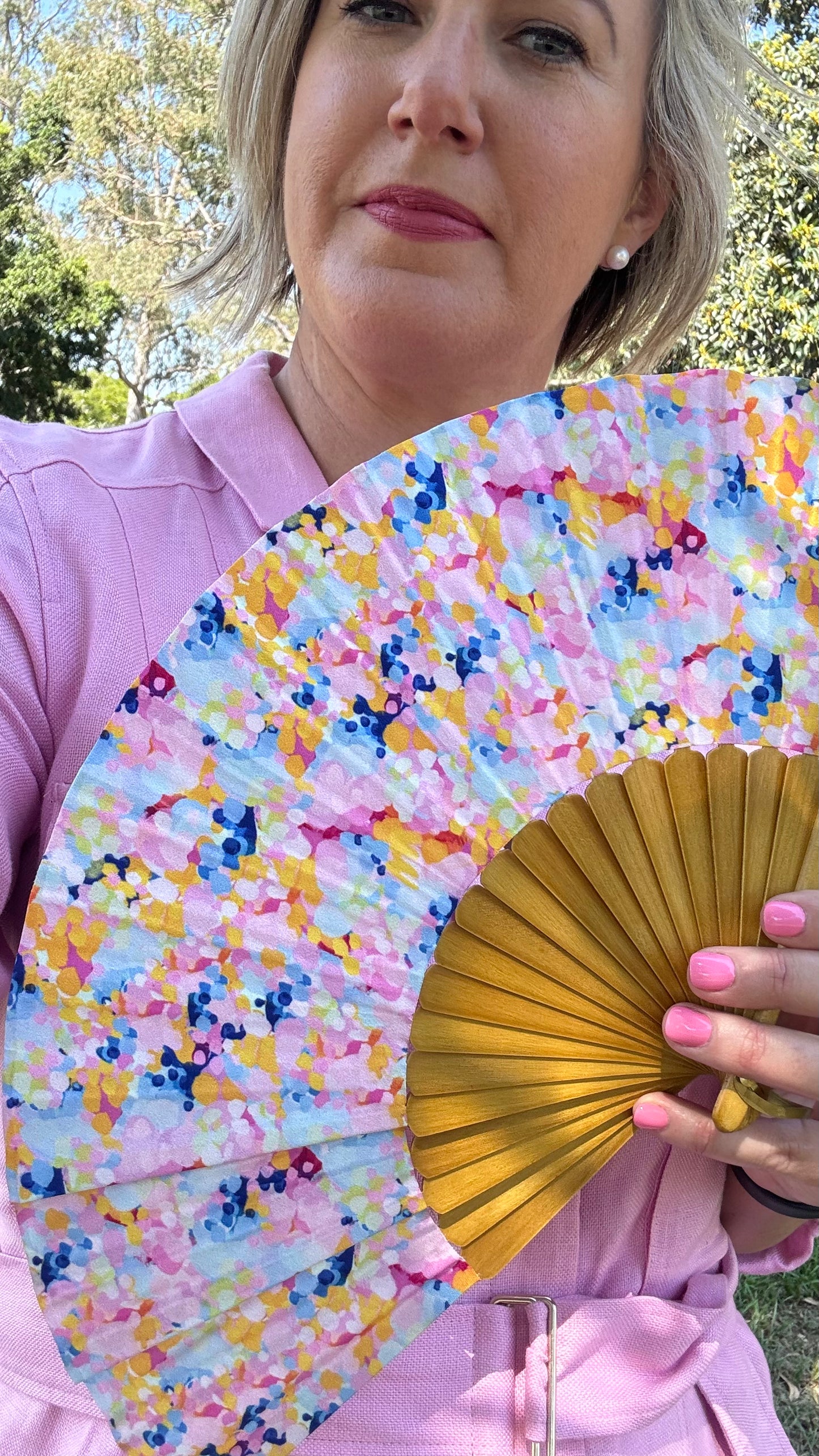 Sista & Co. X Maggi McDonald 'Beach Blossoms' Hand Fan