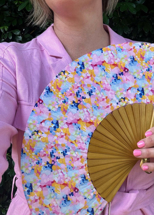 Sista & Co. X Maggi McDonald 'Beach Blossoms' Hand Fan