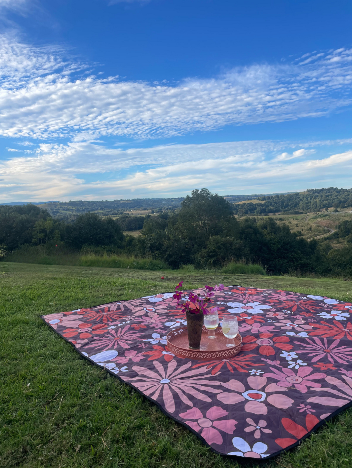 'Sunset Flowers' Picnic Mat