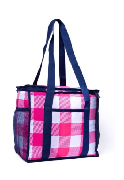 'Pink/Navy' Mid-Size Cooler Bag