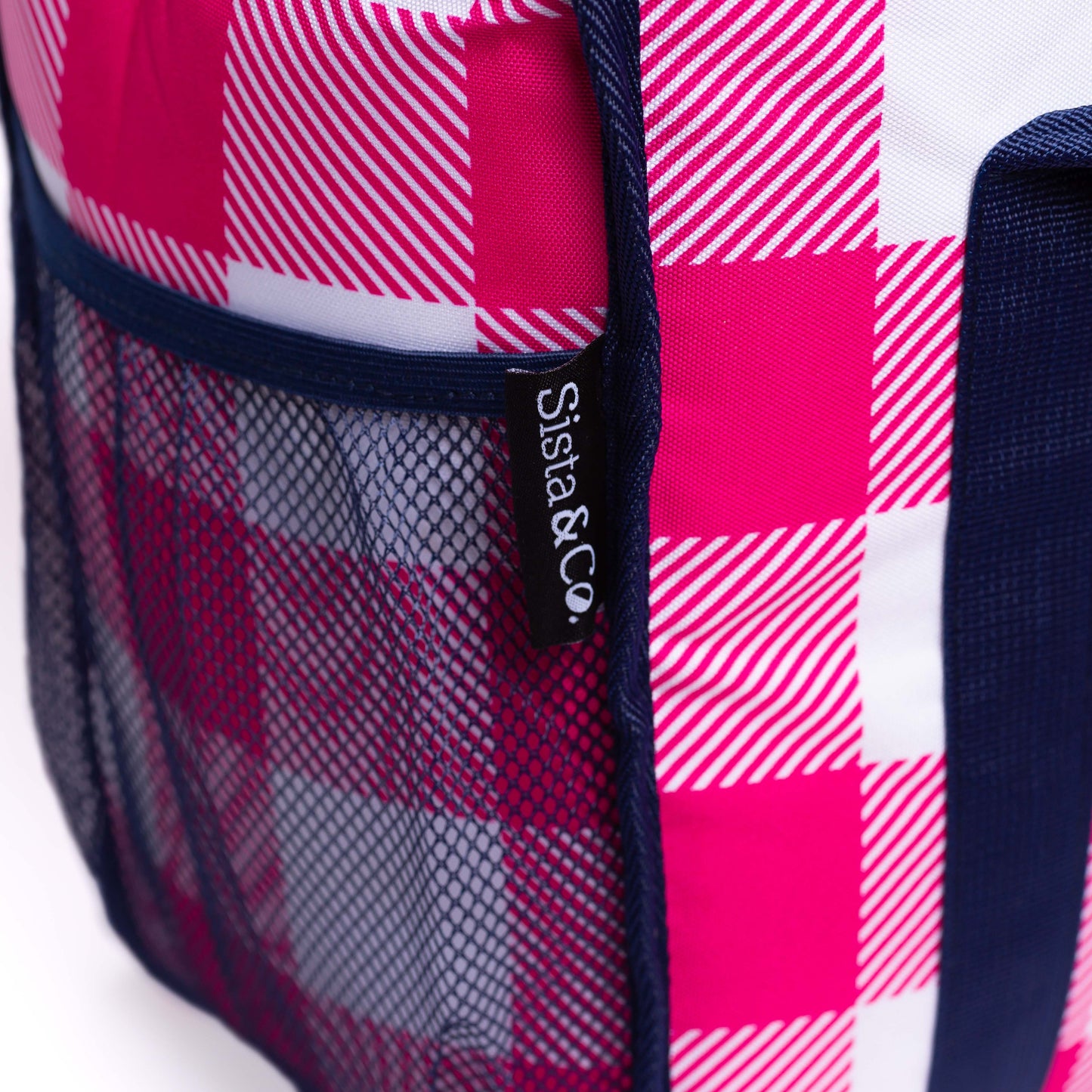 'Pink/Navy' Mid-Size Cooler Bag