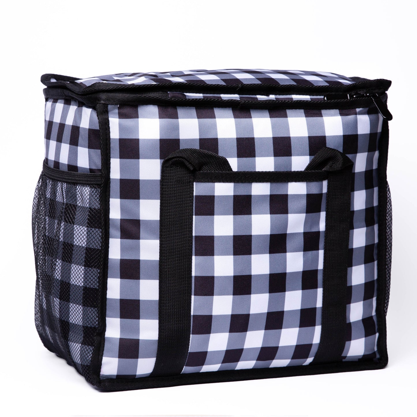 'Black Gingham' Mid-Size Cooler Bag