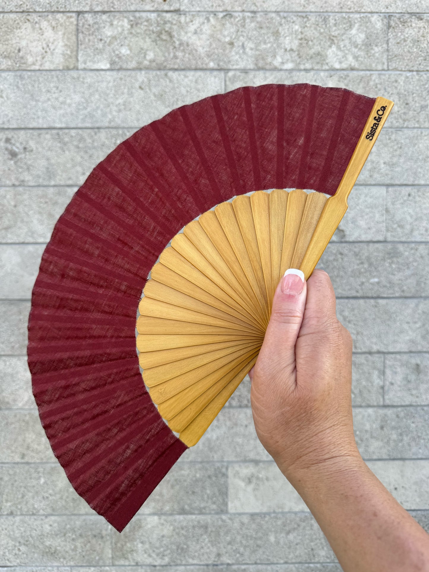 Brown Linen Hand Fan