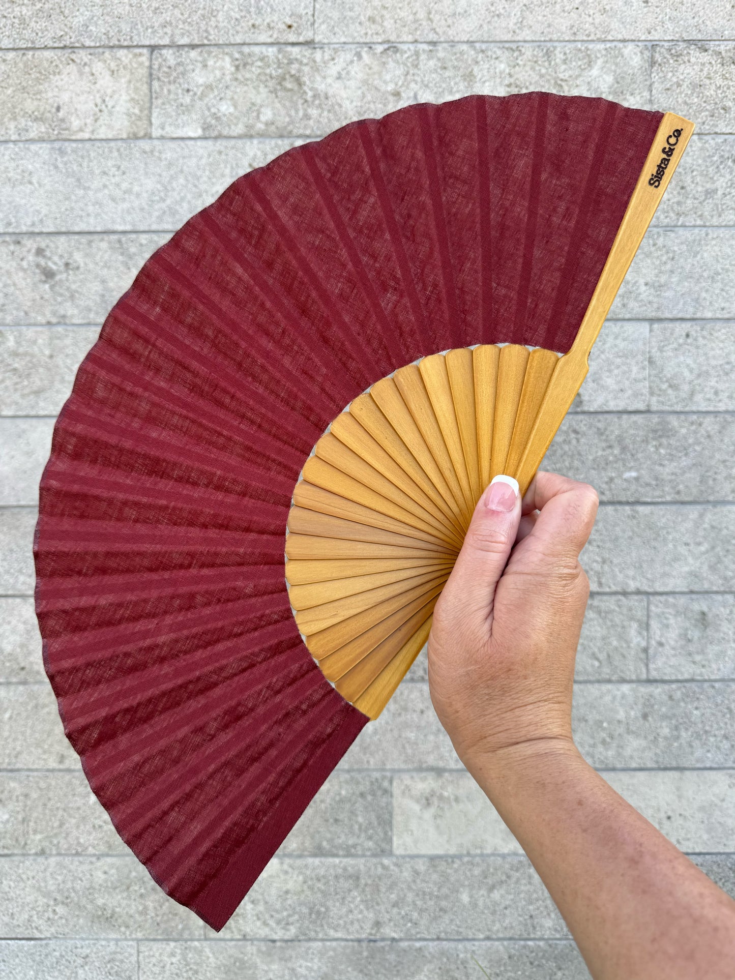 Brown Linen Hand Fan