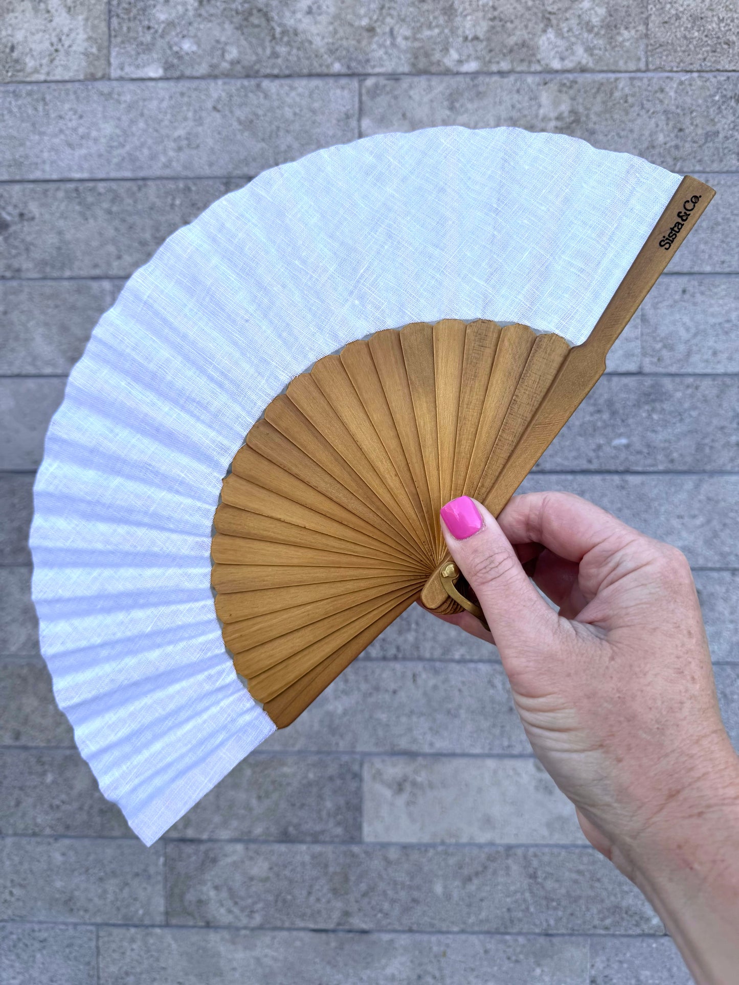 Pure White Linen Hand Fan