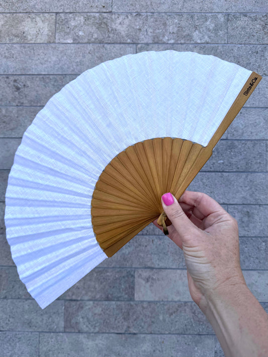 Pure White Linen Hand Fan