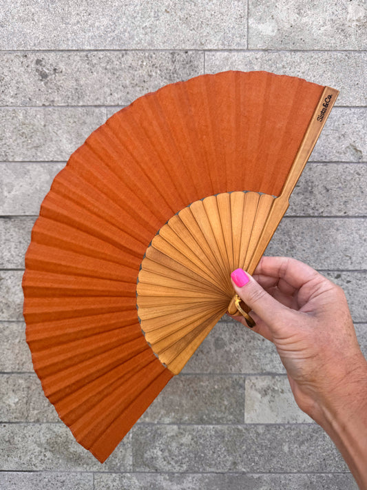 Rust Linen Hand Fan