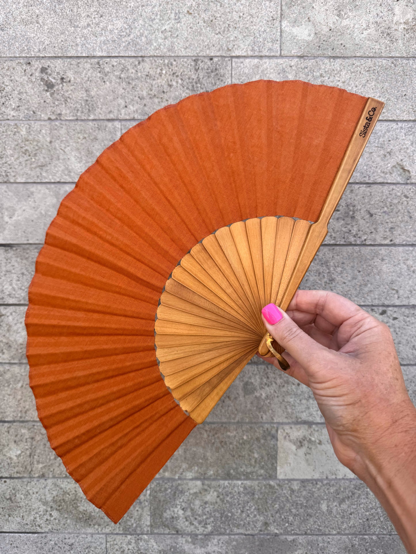 Rust Linen Hand Fan